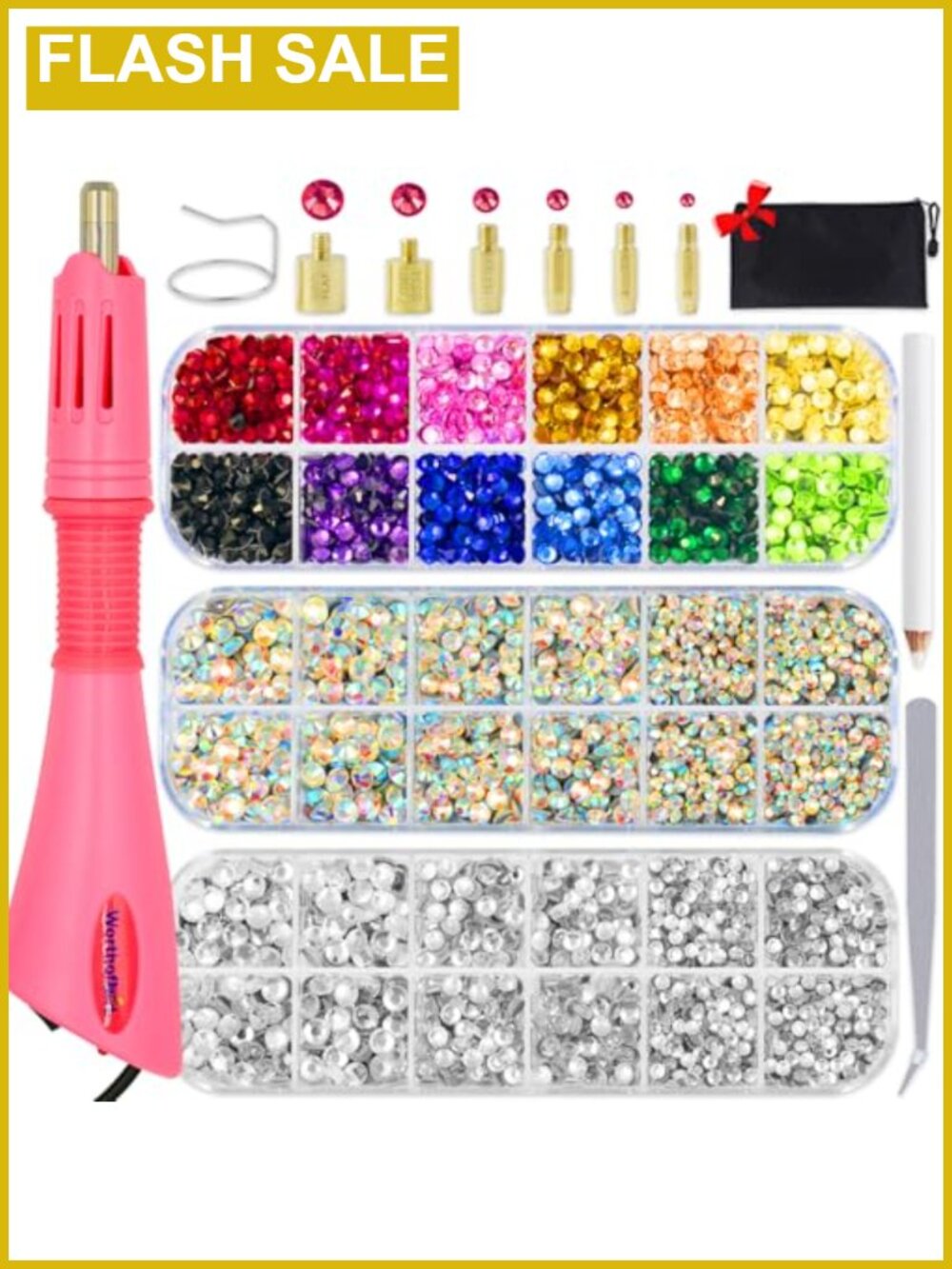 Hotfix Rhinestone Setter Kit with 5000 Rhinestones and Applicator Wand